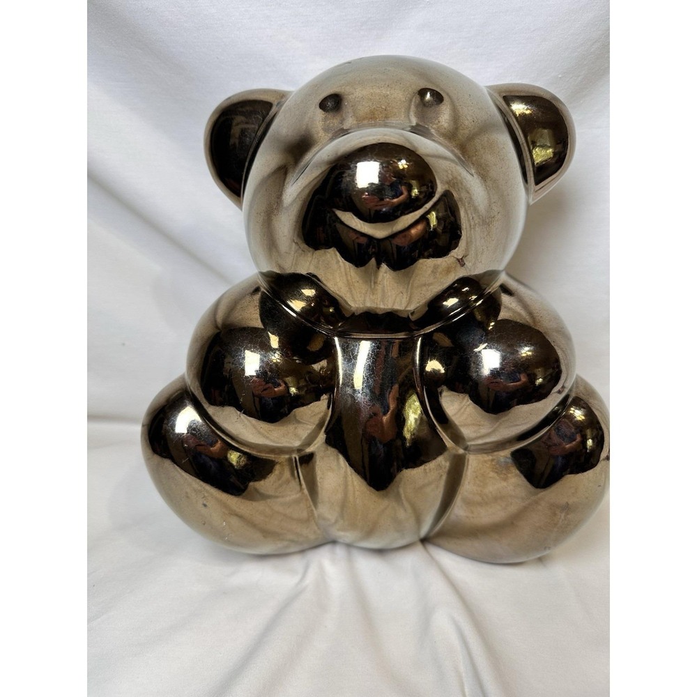 Royal Boch Belgium Bronze Metallic Teddy Bear Sculpture Crackle Finish 12" Decor